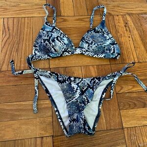 Shade & Shore Blue and Black Snakeskin Print Bikini